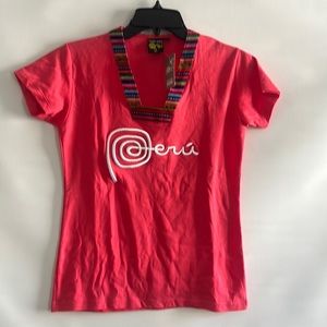 NWT.Tuki art orange t-shirt from Peru